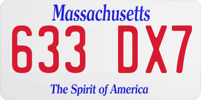 MA license plate 633DX7