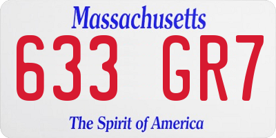 MA license plate 633GR7