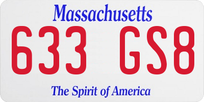 MA license plate 633GS8