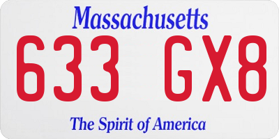 MA license plate 633GX8