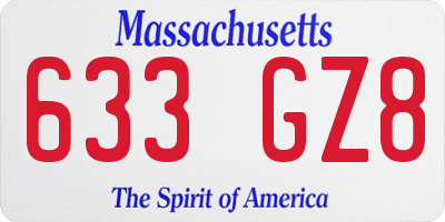 MA license plate 633GZ8