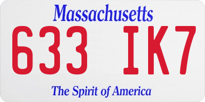 MA license plate 633IK7