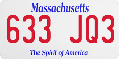 MA license plate 633JQ3