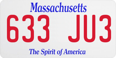 MA license plate 633JU3