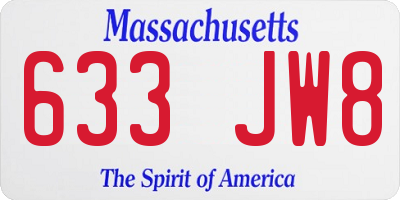 MA license plate 633JW8