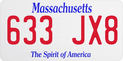 MA license plate 633JX8