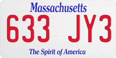 MA license plate 633JY3