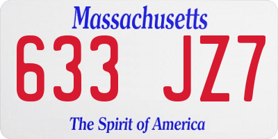 MA license plate 633JZ7