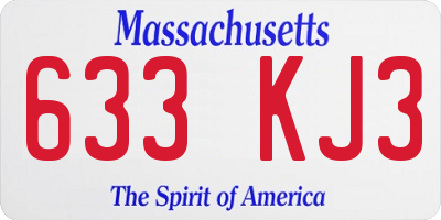 MA license plate 633KJ3
