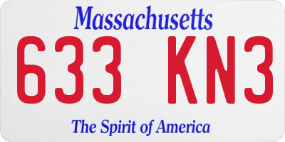 MA license plate 633KN3
