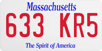 MA license plate 633KR5