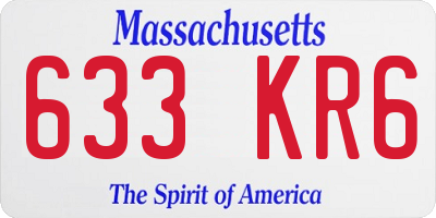 MA license plate 633KR6