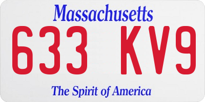 MA license plate 633KV9