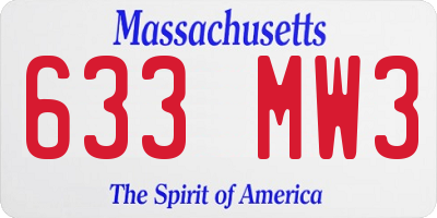 MA license plate 633MW3