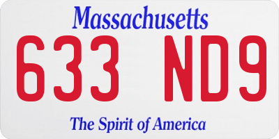 MA license plate 633ND9