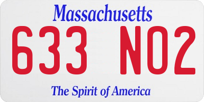 MA license plate 633NO2