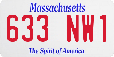 MA license plate 633NW1