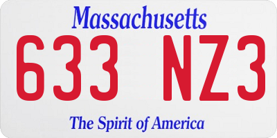 MA license plate 633NZ3