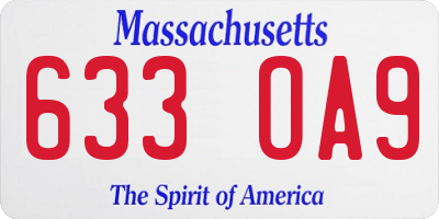 MA license plate 633OA9