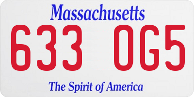 MA license plate 633OG5