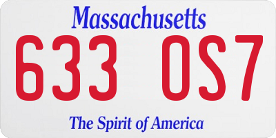 MA license plate 633OS7