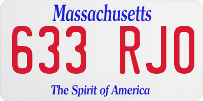 MA license plate 633RJ0