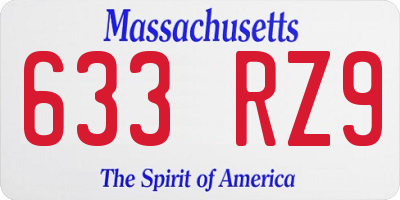 MA license plate 633RZ9