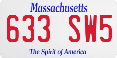MA license plate 633SW5