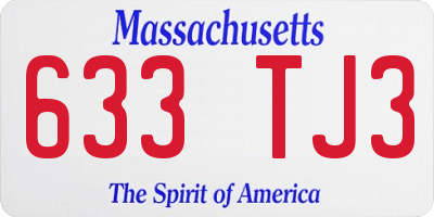 MA license plate 633TJ3