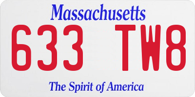 MA license plate 633TW8