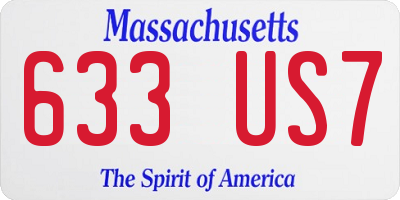 MA license plate 633US7