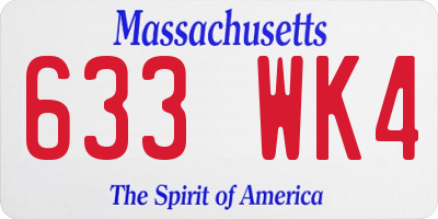 MA license plate 633WK4