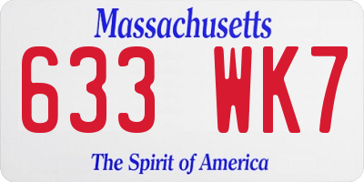 MA license plate 633WK7
