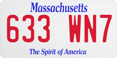 MA license plate 633WN7