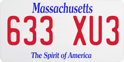 MA license plate 633XU3