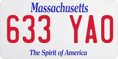 MA license plate 633YA0