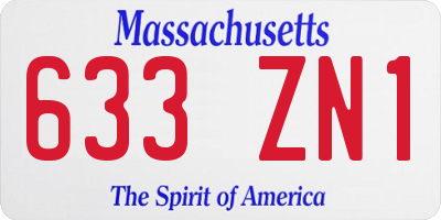 MA license plate 633ZN1