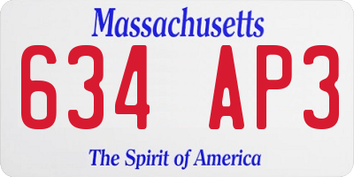 MA license plate 634AP3