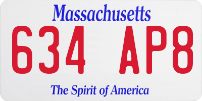 MA license plate 634AP8