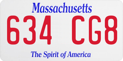 MA license plate 634CG8