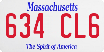 MA license plate 634CL6