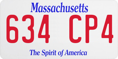 MA license plate 634CP4