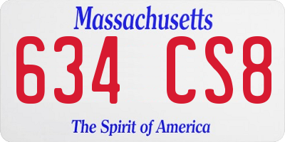 MA license plate 634CS8