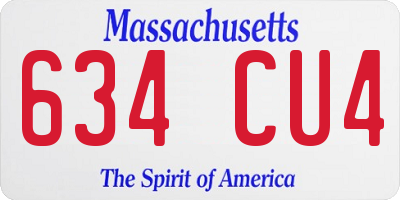 MA license plate 634CU4