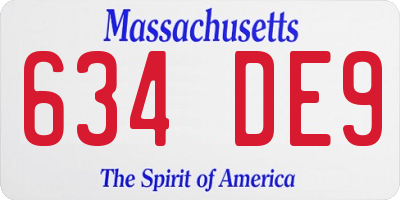 MA license plate 634DE9
