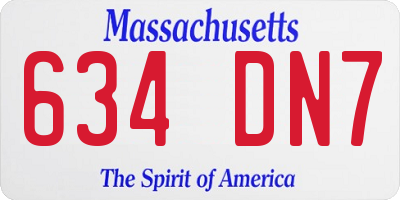 MA license plate 634DN7