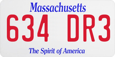 MA license plate 634DR3