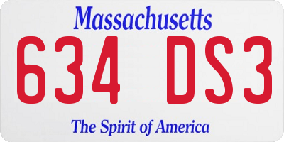 MA license plate 634DS3