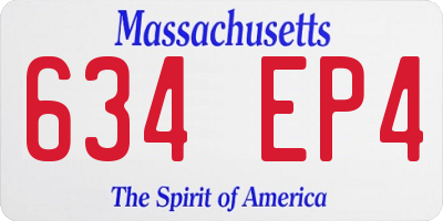 MA license plate 634EP4