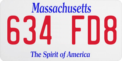 MA license plate 634FD8